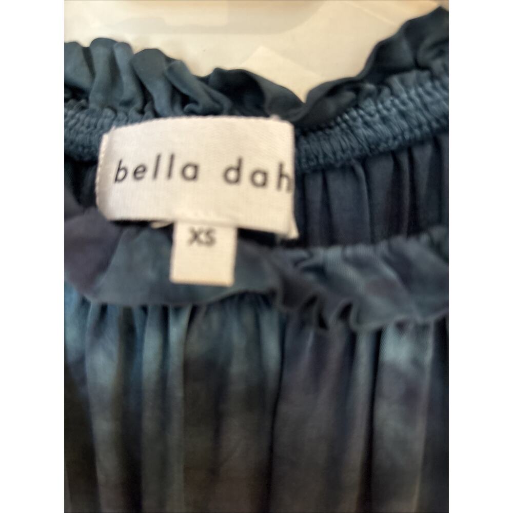 Bella Dahl Shirred neck Top Abstract Ikat Tie-Dye Top Size XS blue green New tag - Picture 2 of 7